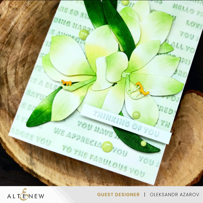 Altenew Raised Sentiments 3D Embossing Folder for creating textured sentiment designs on paper crafts.