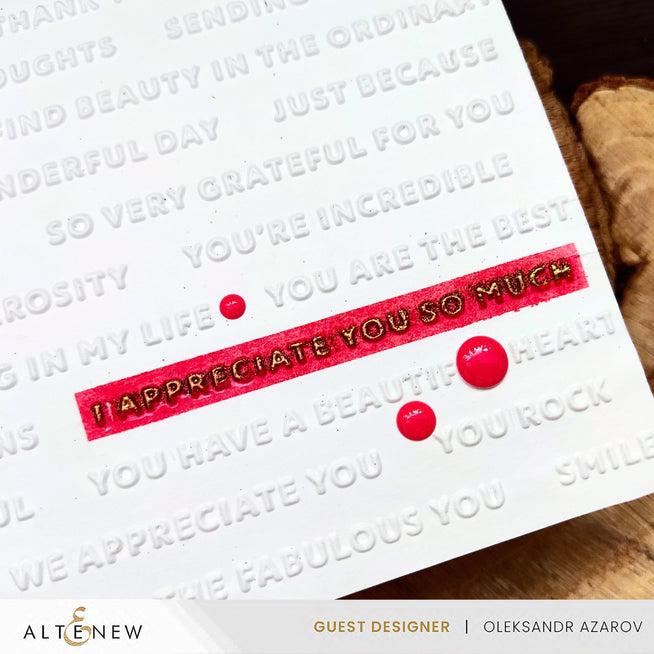 Altenew Raised Sentiments 3D Embossing Folder for creating textured, raised sentiment designs on paper crafts.