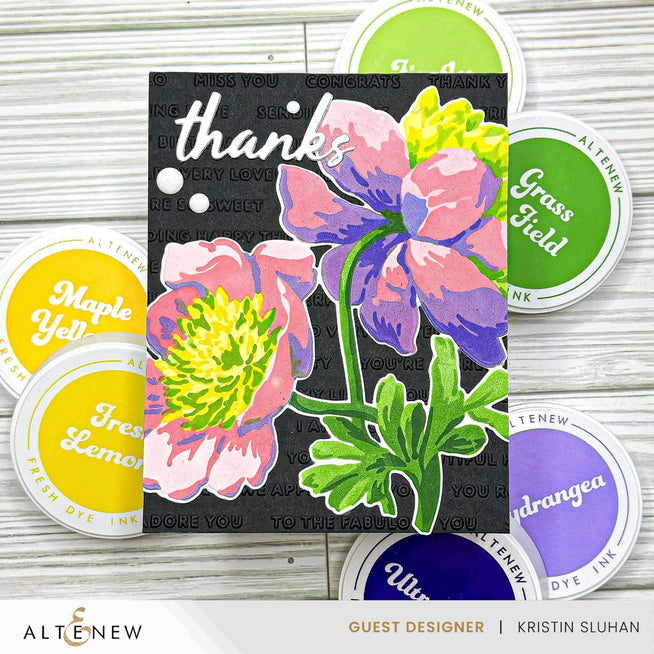 Altenew Raised Sentiments 3D Embossing Folder showing intricate floral and sentiment designs for paper crafting projects.
