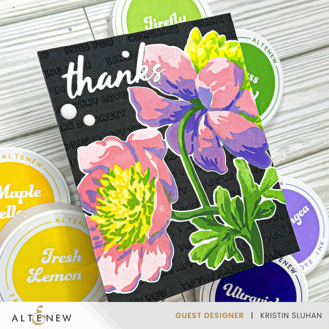 Altenew Raised Sentiments 3D Embossing Folder for crafting, featuring intricate raised sentiment designs on paper.