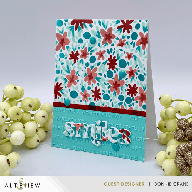 Altenew Raised Sentiments 3D Embossing Folder showing intricate floral and sentiment designs for crafting projects.