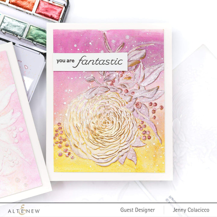 Part A-Glitz Art Craft Co.,LTD Embossing Folder Ranunculus Bouquet 3D Embossing Folder