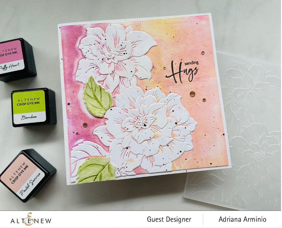 池内璋美 「 蘭花 」　10号　岩彩画　共シール　タトウ　黄袋　BK60 Sunshine Blossoms 3D Embossing Folder | Altenew