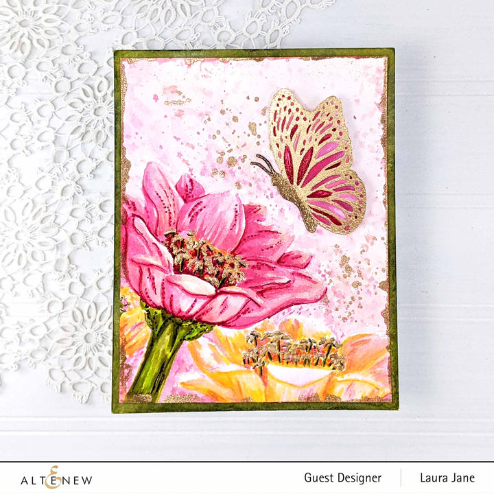 Part A-Glitz Art Craft Co.,LTD Embossing Folder Sweet Peruvian Zinnias 3D Embossing Folder
