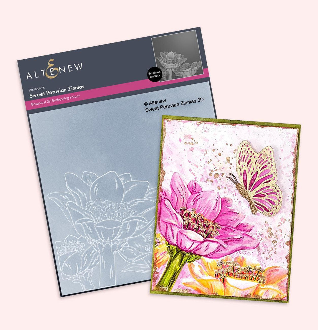 Part A-Glitz Art Craft Co.,LTD Embossing Folder Sweet Peruvian Zinnias 3D Embossing Folder