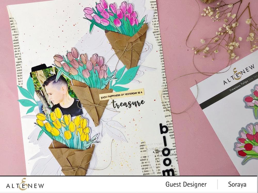 Part A-Glitz Art Craft Co.,LTD Embossing Folder Tulip Bouquet 3D Embossing Folder
