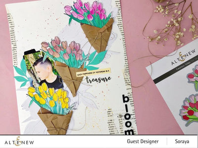 Part A-Glitz Art Craft Co.,LTD Embossing Folder Tulip Bouquet 3D Embossing Folder