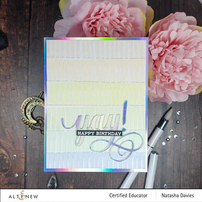 Altenew Fringe 3D Embossing Folder showing detailed floral fringe pattern for paper crafting and card making projects.