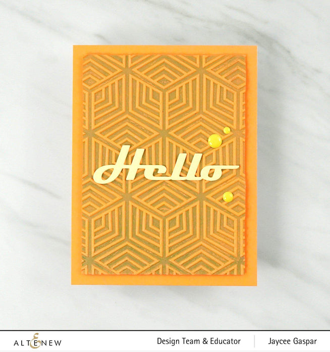 Altenew Geo Diamonds 3D Embossing Folder showing intricate geometric diamond pattern for paper crafting and card making.