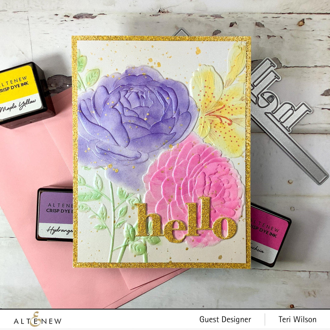 Altenew Playful Blooms 3D Embossing Folder showing floral embossed design for crafting and paper projects.