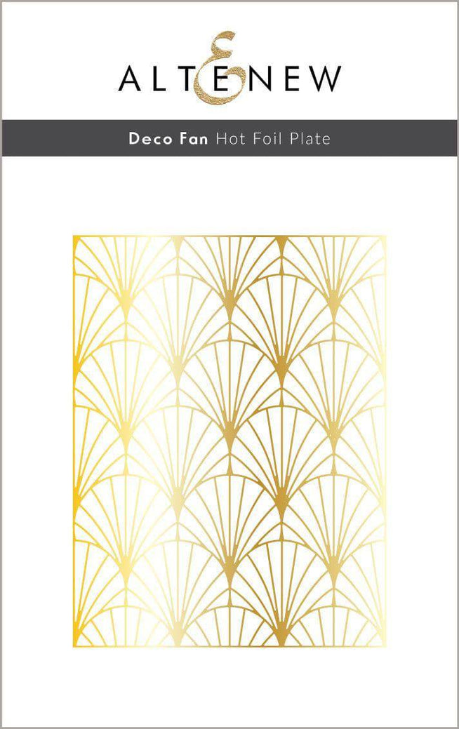 Altenew Deco Fan Hot Foil Plate showing a decorative fan design for foil stamping and die-cutting projects.