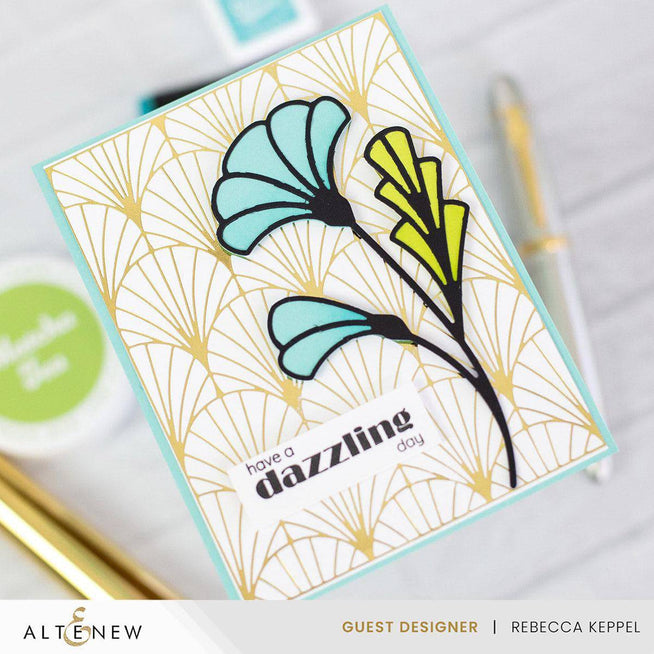 Decorative Deco Fan Hot Foil Plate by Altenew, featuring intricate fan design for foil stamping and craft projects.