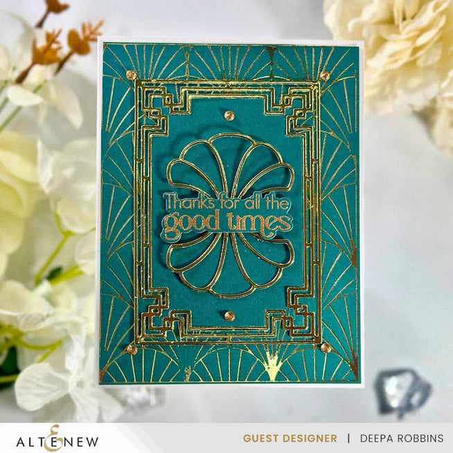 Altenew Deco Fan Hot Foil Plate with intricate fan design for foil stamping and crafting projects.