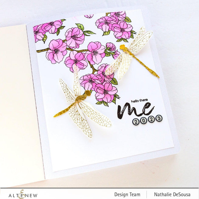 Altenew Delicate Dragonflies hot foil plate and die bundle featuring intricate dragonfly designs on metal crafting plates.