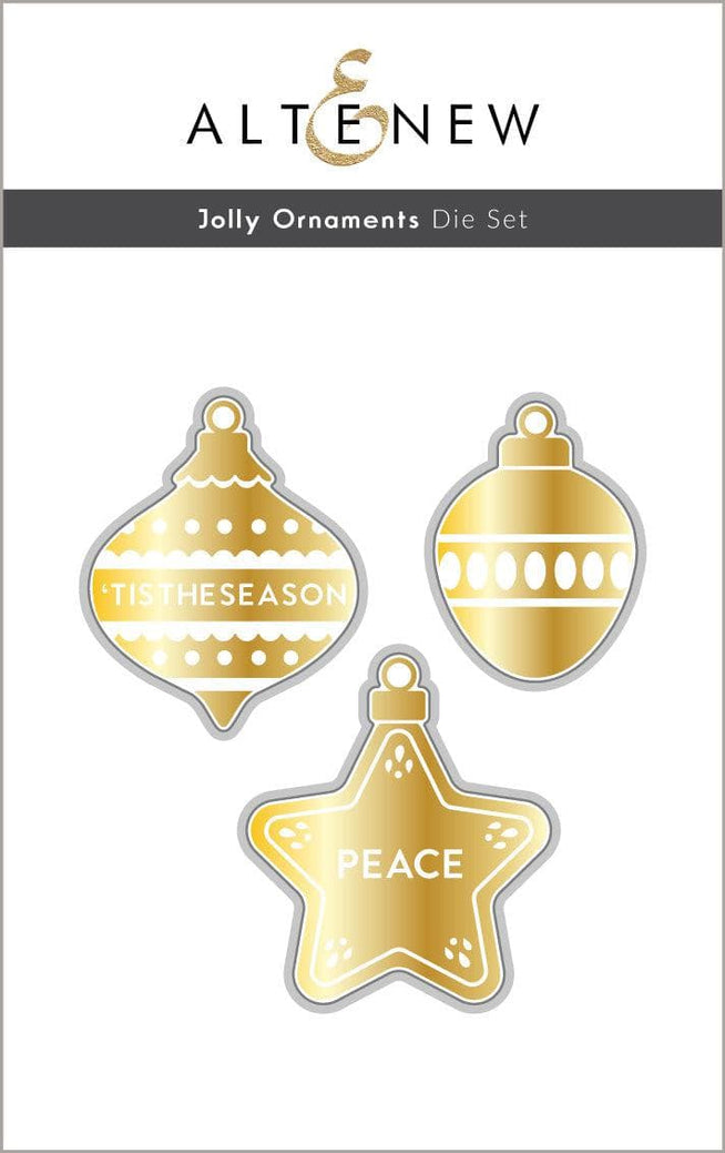 Altenew Jolly Ornaments hot foil plate and die bundle, festive holiday design with intricate ornament patterns.