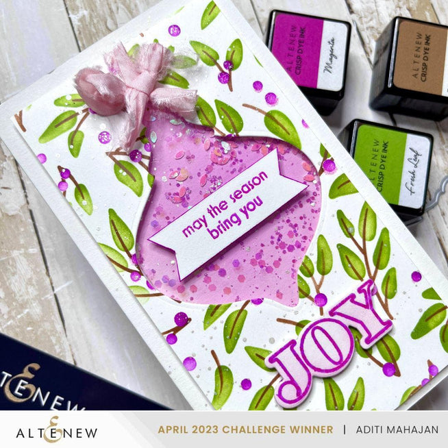 Altenew Jolly Ornaments hot foil plate and die bundle with festive holiday designs for crafting and card-making projects.