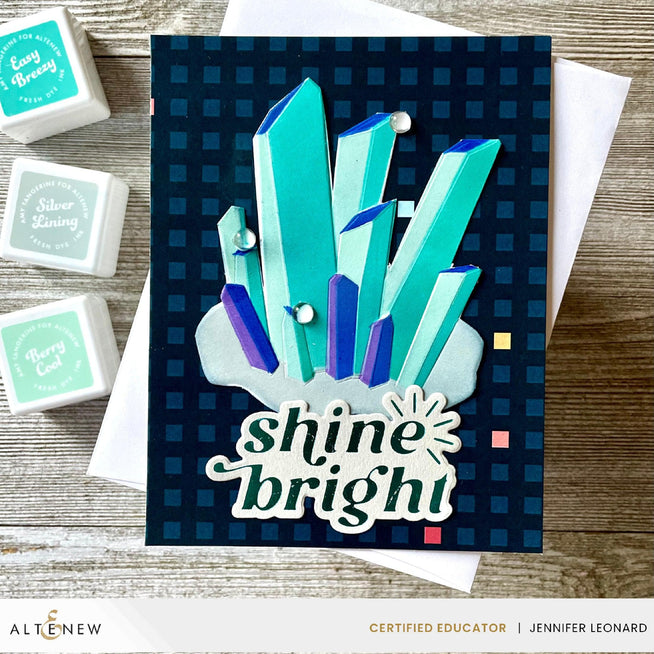 Altenew Sunshine Greeting hot foil plate and die bundle with sunshine and floral design on white background.