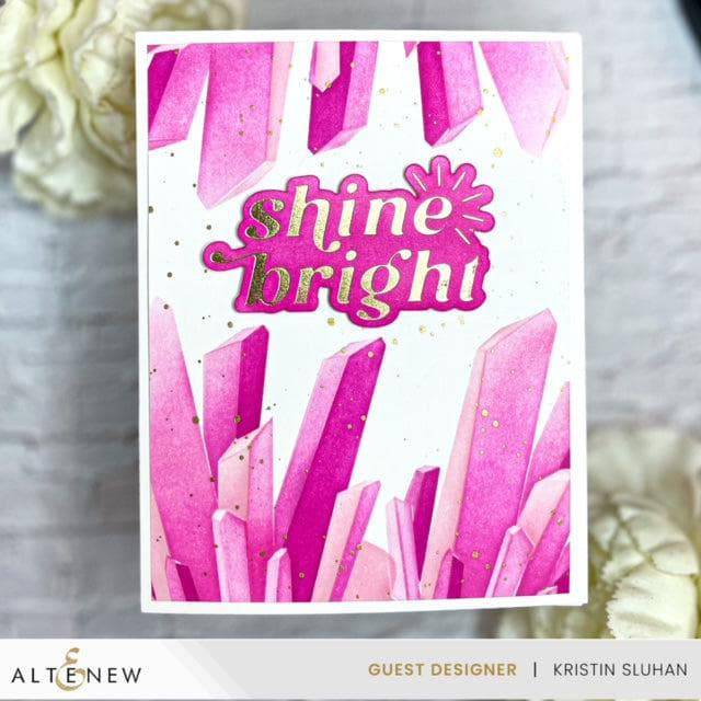 Altenew Sunshine Greeting hot foil plate and die bundle with sunny floral designs for card making and craft projects.
