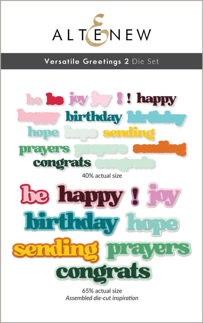Altenew Versatile Greetings 2 hot foil plate and die bundle for card making and crafting projects.