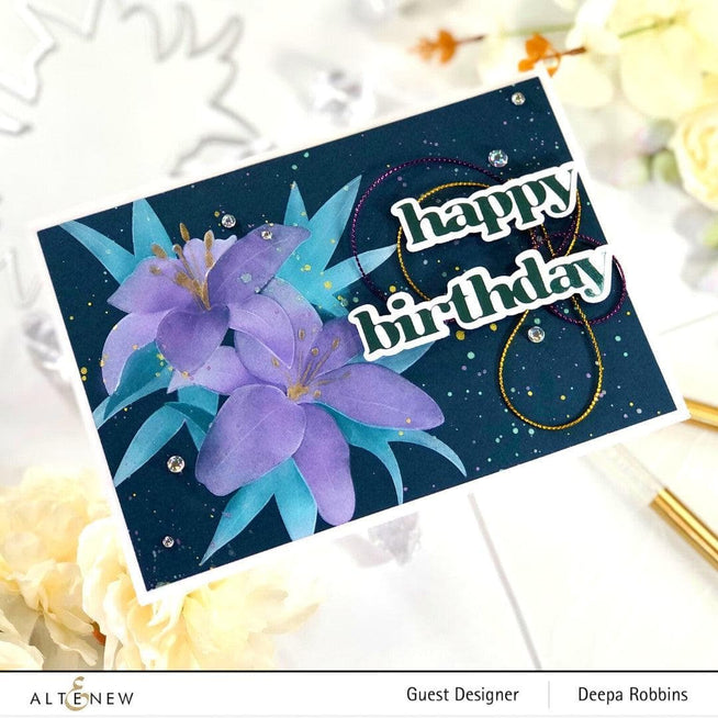 Altenew Versatile Greetings 2 hot foil plate and die bundle for card making and craft projects.