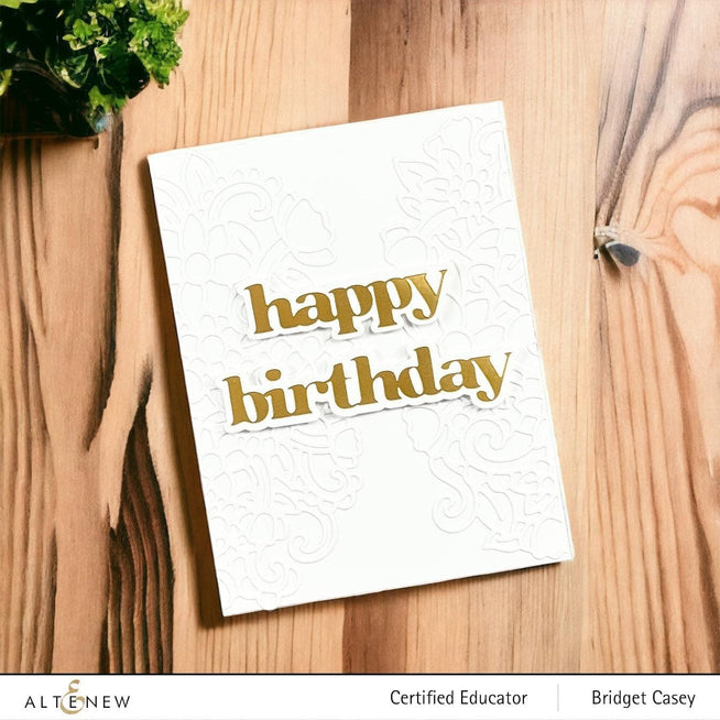 Altenew Versatile Greetings 2 hot foil plate and die bundle for greeting card crafting and embossing projects.