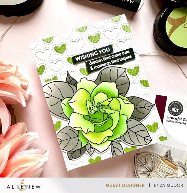 Altenew Zero Waste Hearts Aplenty hot foil plate and die bundle for crafting and card making, featuring heart-shaped designs.