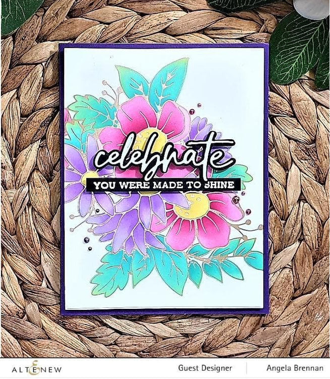 Altenew flowery bouquet hot foil plate with intricate floral design for elegant foil stamping and craft projects.