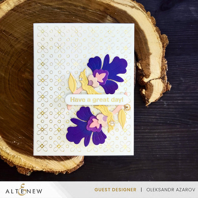 Altenew Petal Harmony Hot Foil Plate for crafting, featuring floral petal design on metal hot foil plate for embossing or foiling projects.