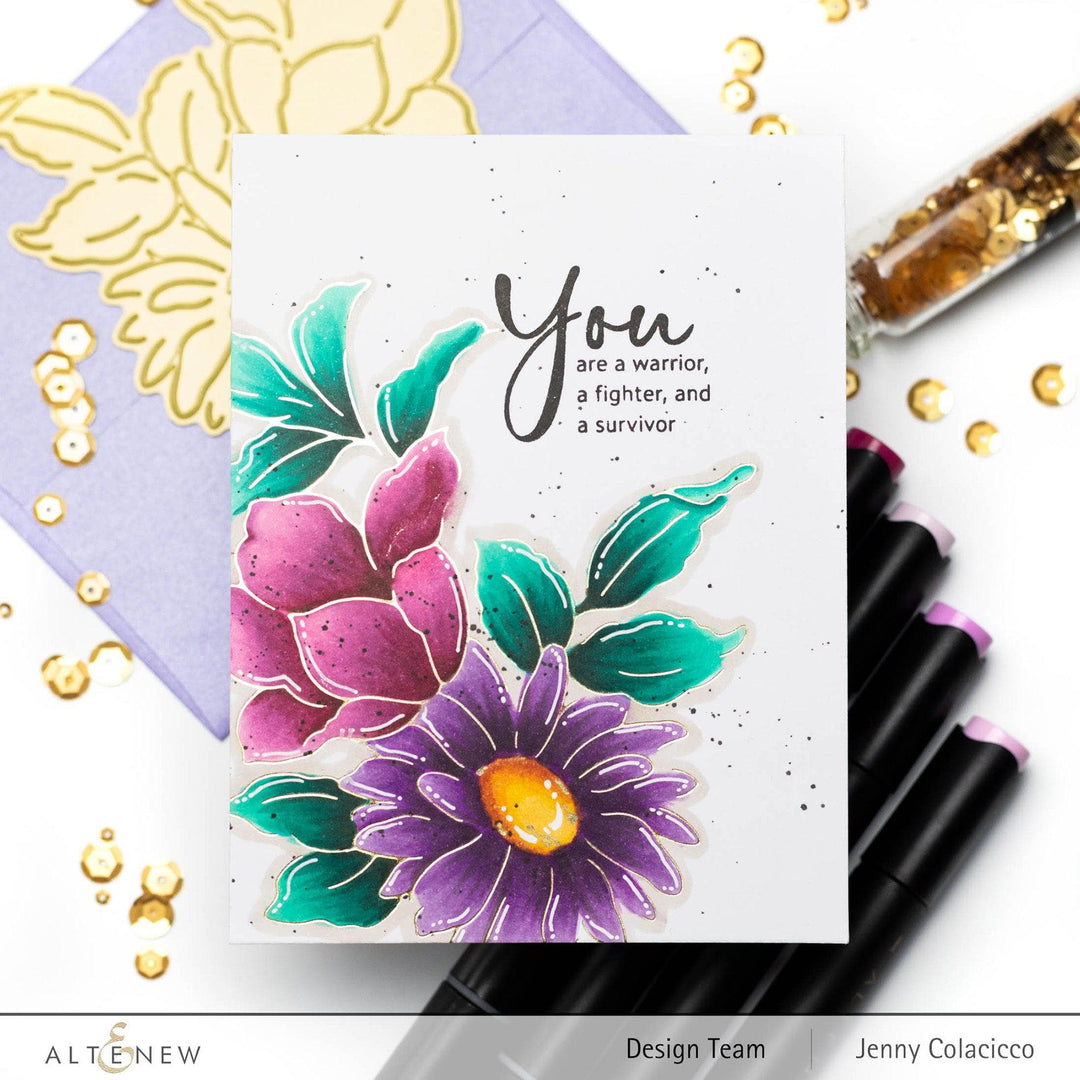 Altenew Hot Foil Plate & Stencil Bundle Delightful Flowers Hot Foil Plate & Stencil Bundle