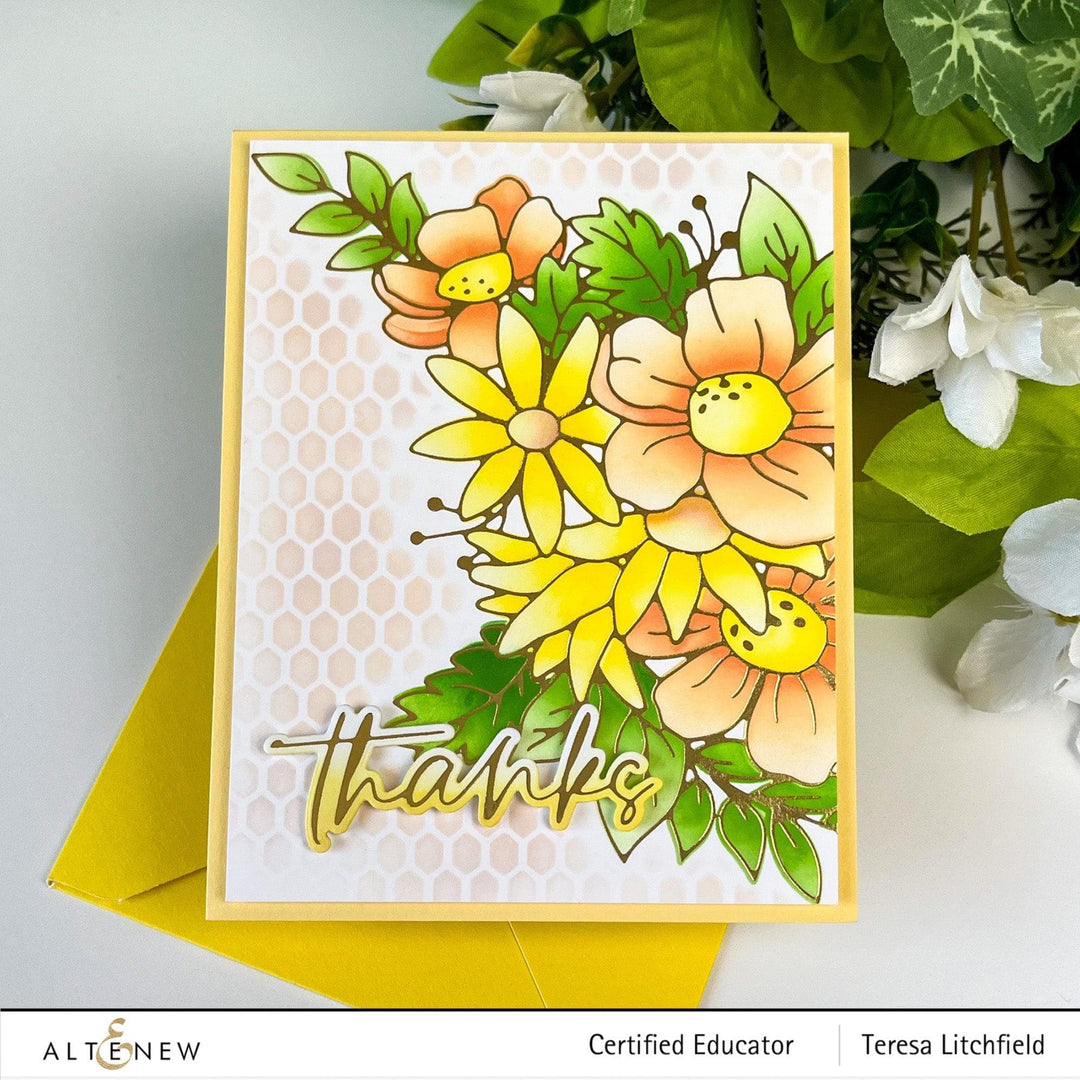 Altenew Stamp & Die & Hot Foil Plate Bundle Flowery Bouquet Hot Foil Plate & Stencil Bundle