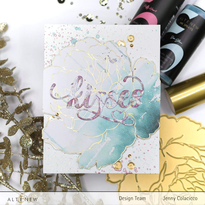 Altenew Gilded Rose hot foil plate and stencil bundle with intricate rose design on a white background