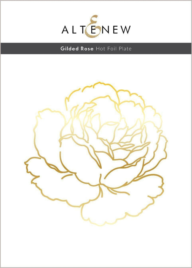 Altenew Gilded Rose hot foil plate and stencil bundle for elegant floral card designs, featuring intricate rose patterns.