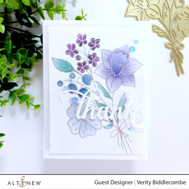 Altenew Hot Foil Plate & Stencil Bundle Morning Blooms Hot Foil Plate & Stencil Bundle