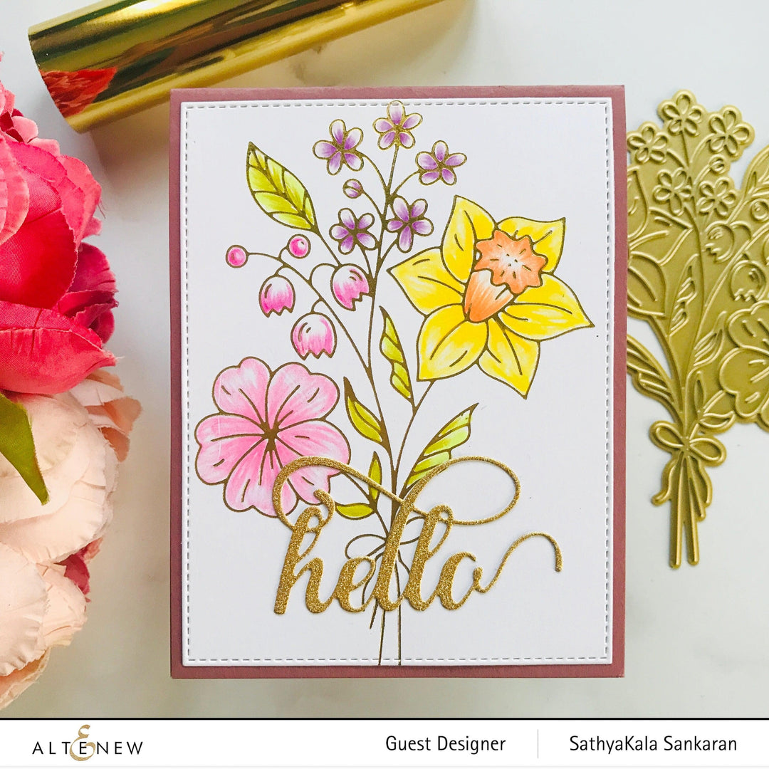 Altenew Hot Foil Plate & Stencil Bundle Morning Blooms Hot Foil Plate & Stencil Bundle