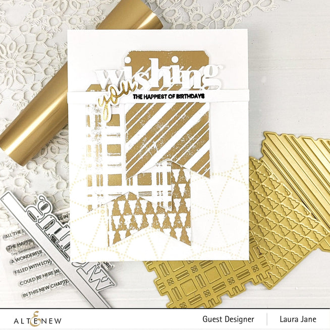 Altenew Tiny Festive Patterns Hot Foil Plate Set includes four intricate holiday-themed hot foil plates for craft projects.