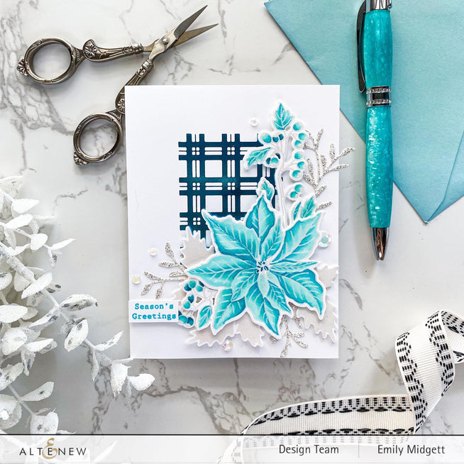 Altenew Tiny Festive Patterns Hot Foil Plate Set with four intricate holiday-themed foil plates for crafting and card making.