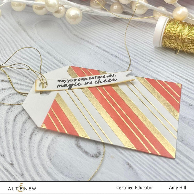 Altenew Tiny Festive Patterns Hot Foil Plate Set with four intricate holiday-themed design plates for foil stamping.