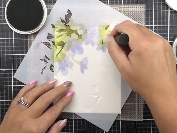 Color in your stamped image with the coordinating stencil.