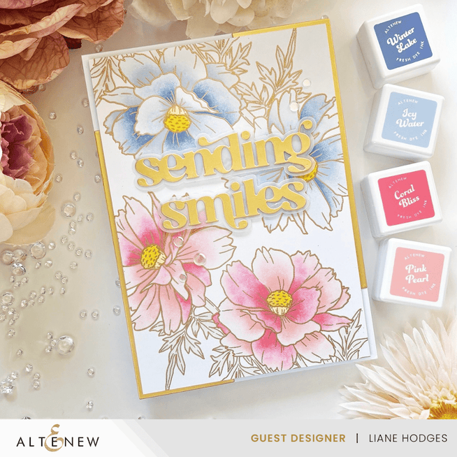 Altenew Tea Party Fresh Dye Ink bundle featuring vibrant pink, blue, and green ink pads for crafting and stamping projects.