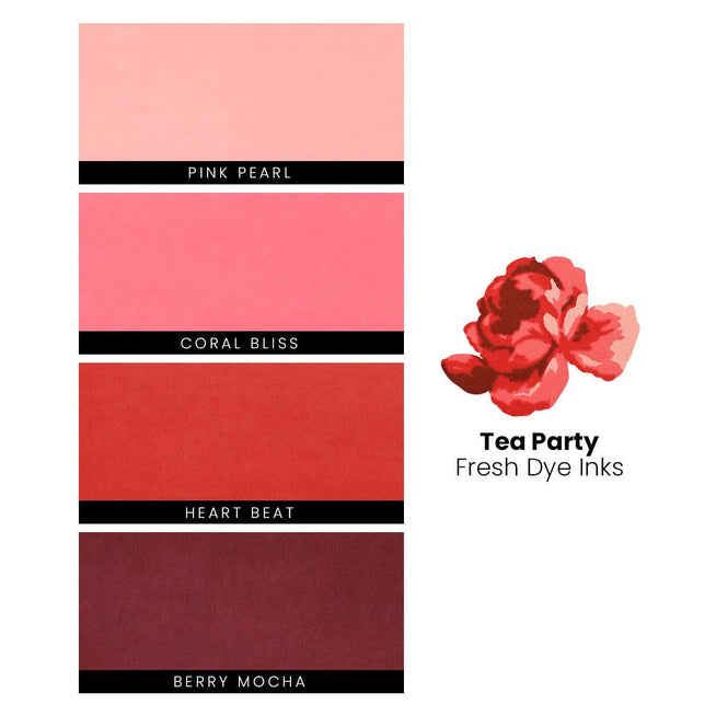 Altenew Tea Party Fresh Dye Ink Bundle featuring vibrant ink pads in various shades for stamping and crafting.