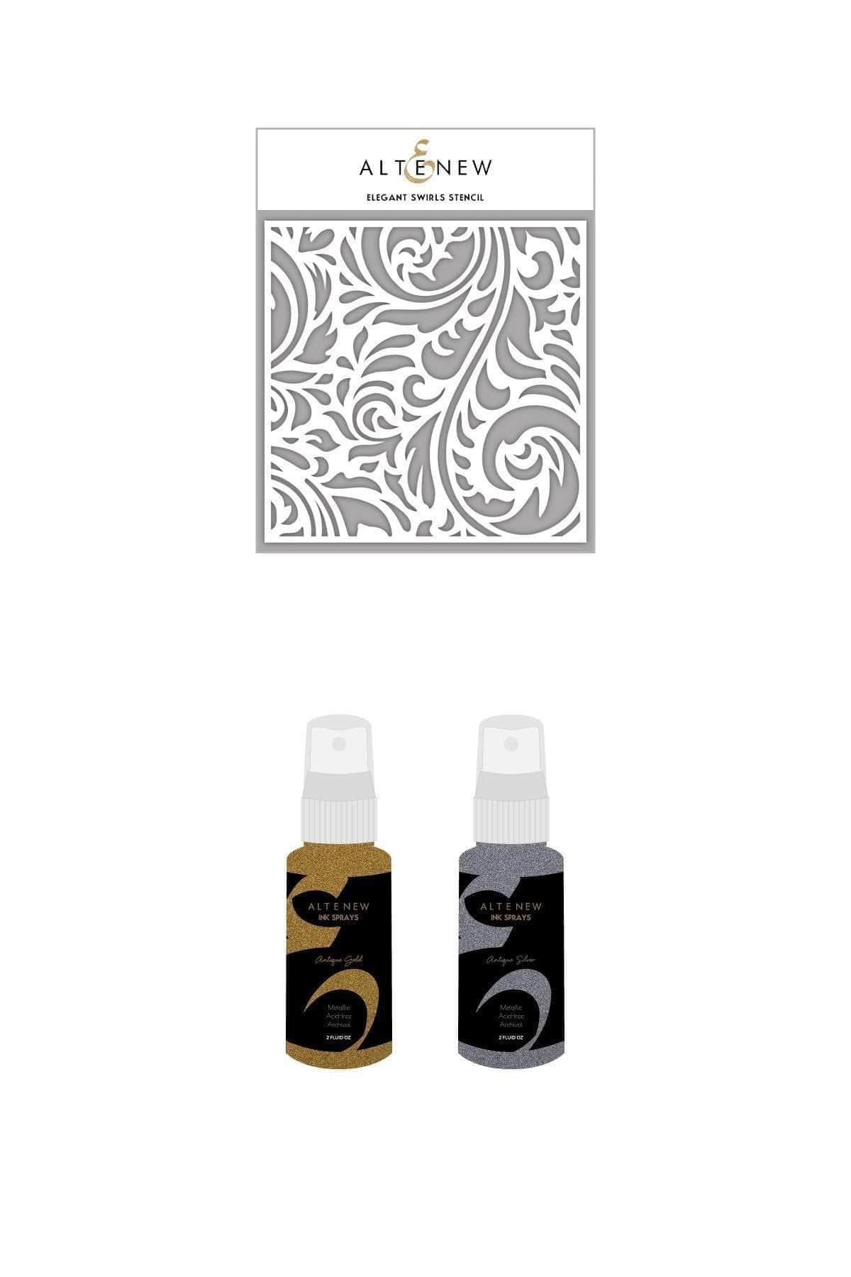 Altenew Ink Spray & Stencil Bundle Elegant Swirls Stencil & Ink Spray Bundle