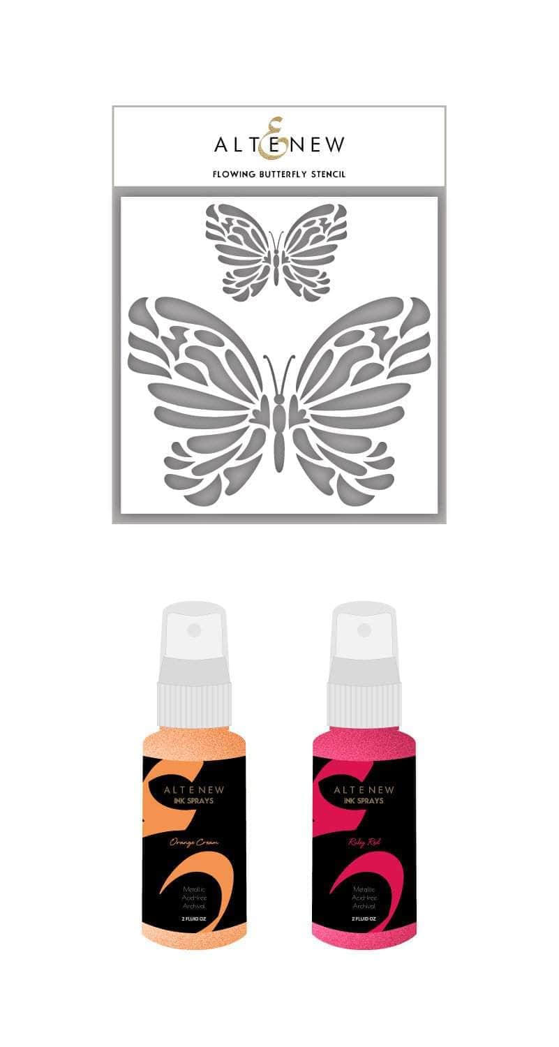 Altenew Ink Spray & Stencil Bundle Flowing Butterfly Stencil & Ink Spray Bundle
