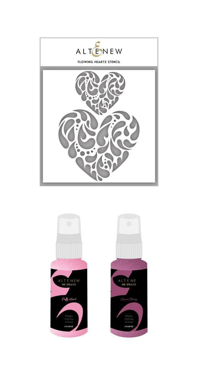 Altenew Ink Spray & Stencil Bundle Flowing Hearts Stencil & Ink Spray Bundle