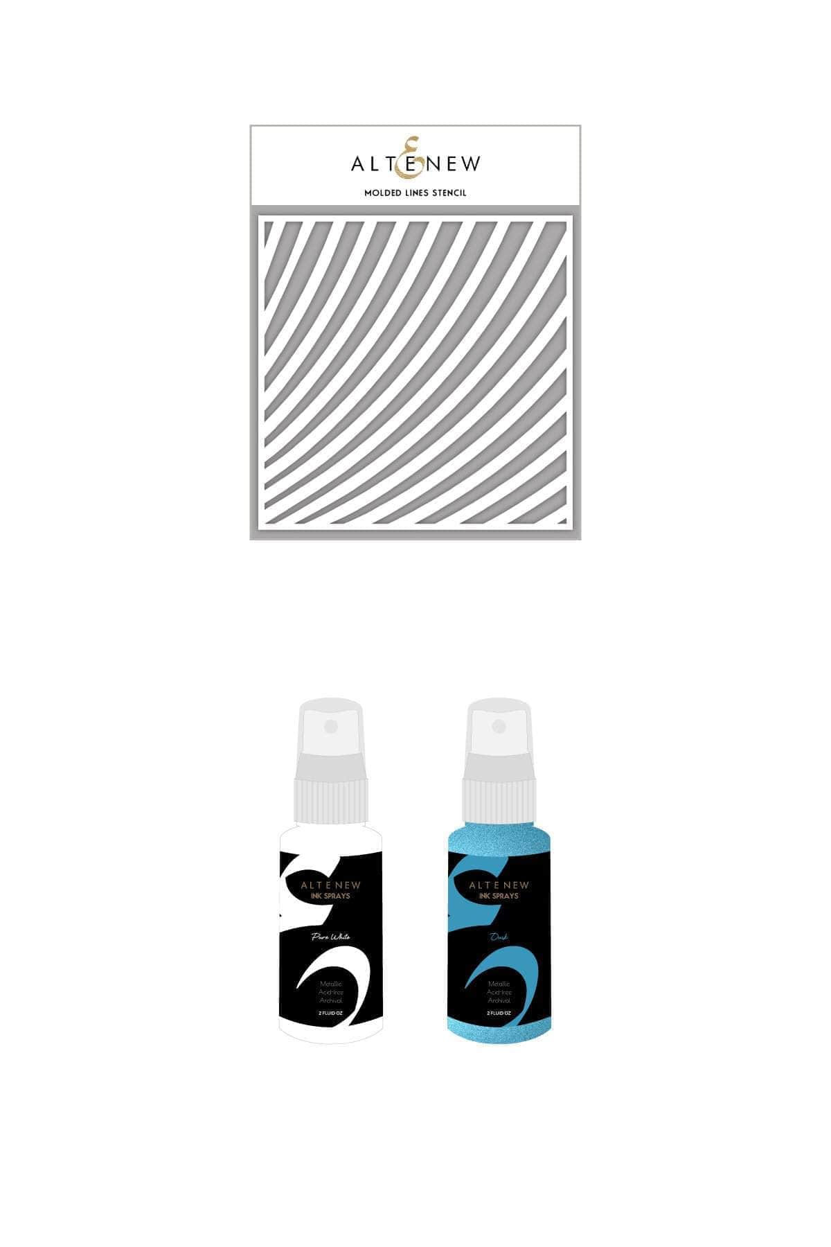 Altenew Ink Spray & Stencil Bundle Molded Lines Stencil & Ink Spray Bundle