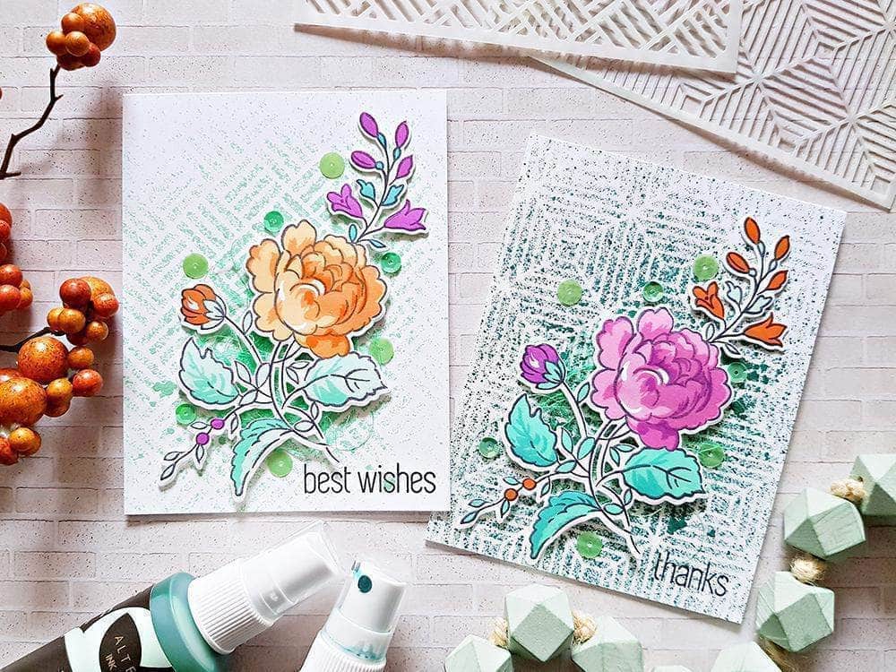 Altenew Ink Spray & Stencil Bundle Square Weave Pattern Stencil & Ink Spray Bundle