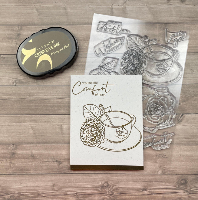 Altenew Mangrove Root Crisp Dye Ink pad showing vibrant greenish-brown ink color and ink pad surface.