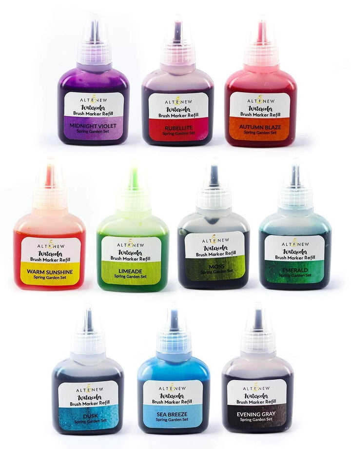 Altenew Liquid Watercolor Bundle Spring Garden Liquid Watercolor - Brush Marker Refill Bundle