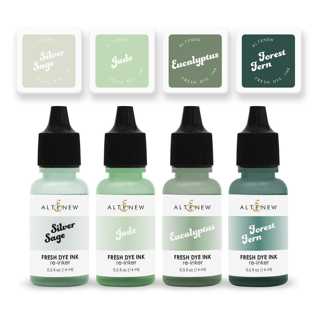 Altenew Mini Cubes & Reinker Bundle Frosted Foliage Fresh Dye Ink Mini Cube & Re-Inker Bundle