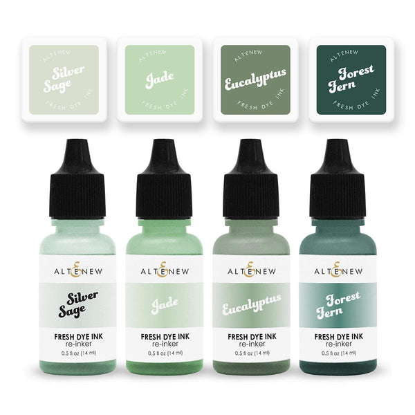 Altenew Mini Cubes & Reinker Bundle Frosted Foliage Fresh Dye Ink Mini Cube & Re-Inker Bundle