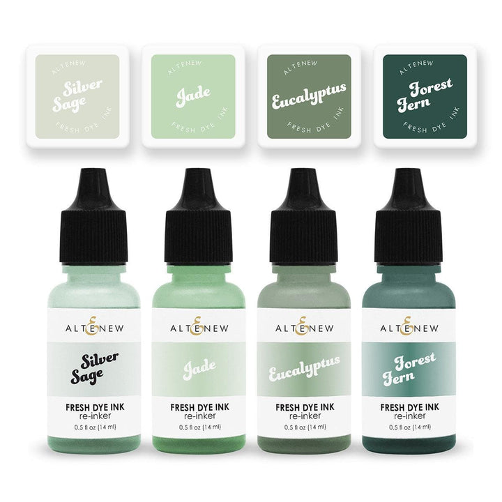 Altenew Mini Cubes & Reinker Bundle Frosted Foliage Fresh Dye Ink Mini Cube & Re-Inker Bundle
